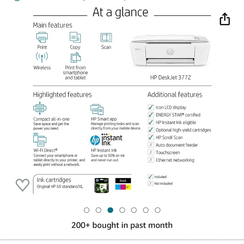 HP all in one wireless InkJet Printer 3772